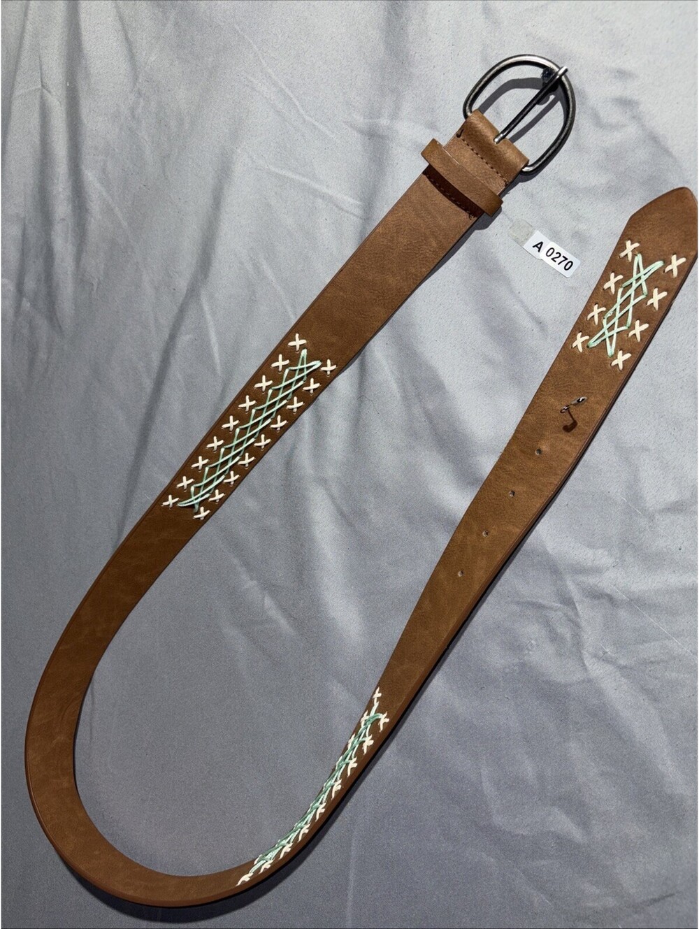Sexy Cowgirl Western Belt Small/Medium Bohemian Teal Stitch Fits 36 - 40 in